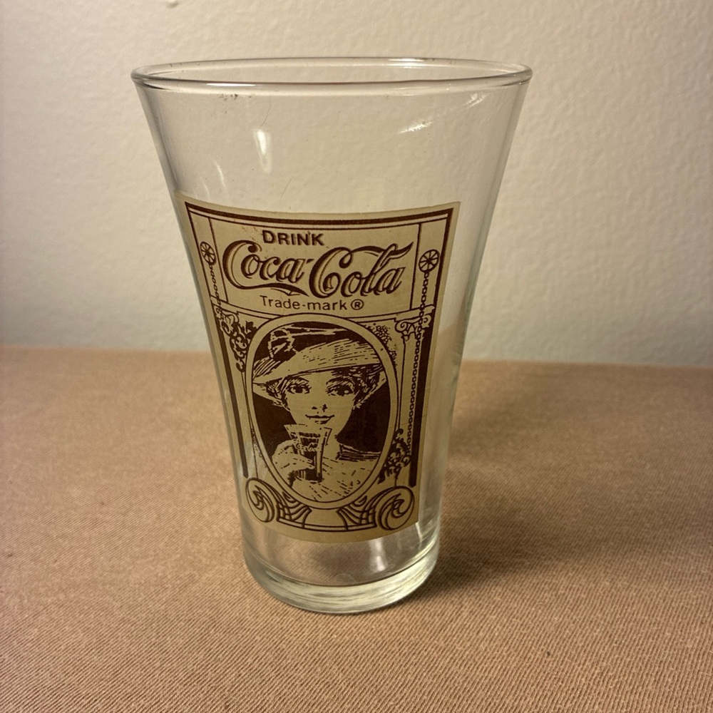Coca-Cola Glass with Brown Graphic